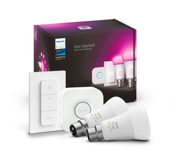 PHILIPS HUE White & Colour Ambiance Smart Lighting Starter Kit with Bridge - B22 - Image 1