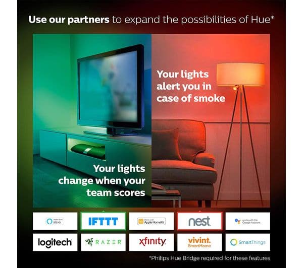 PHILIPS HUE White & Colour Ambiance Smart Lighting Starter Kit with Bridge - B22 - Image 8