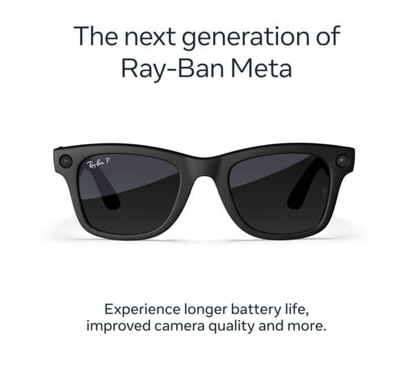 Ray-Ban Meta Wayfarer Gen 2 Smart Glasses Matte Black Polarised Gradient Graphite Large - Image 2