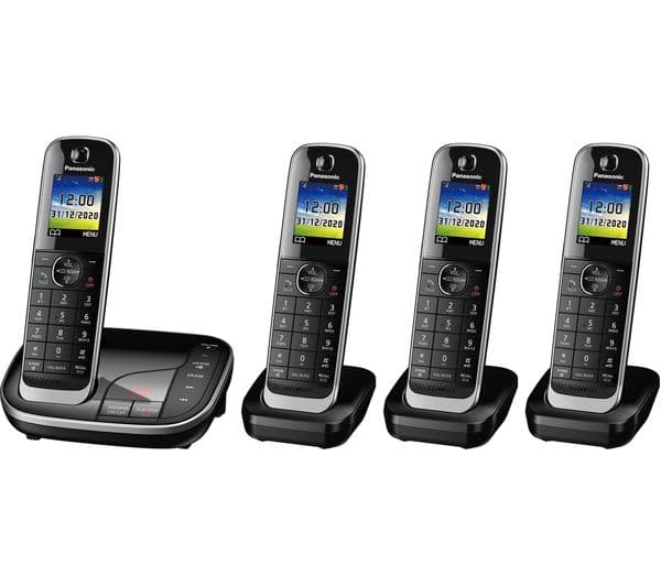 Panasonic KX-TGJ424EB Cordless Phone Quad Handsets Black - Image 1