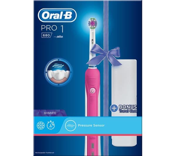 Oral-B CrossAction Pro 1 680 Electric Toothbrush Pink - Image 1