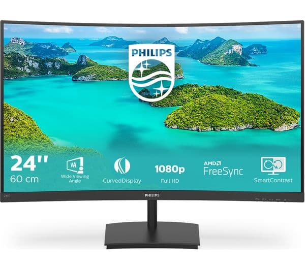 Philips 241E1SCA 24" Curved Monitor Black - Image 1