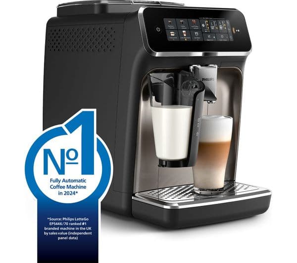 Philips Series 3300 LatteGo EP3347/90 Bean to Cup Coffee Machine Chrome & Black - Image 1
