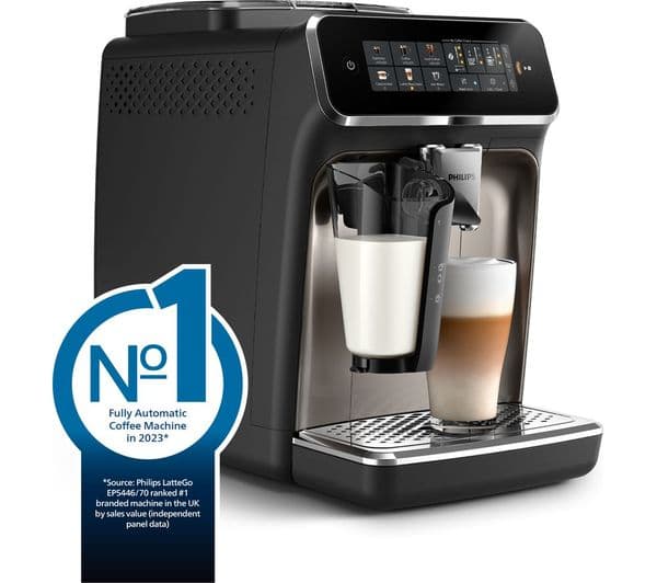 Philips Series 3300 LatteGo EP3347/90 Bean to Cup Coffee Machine Chrome & Black - Image 2