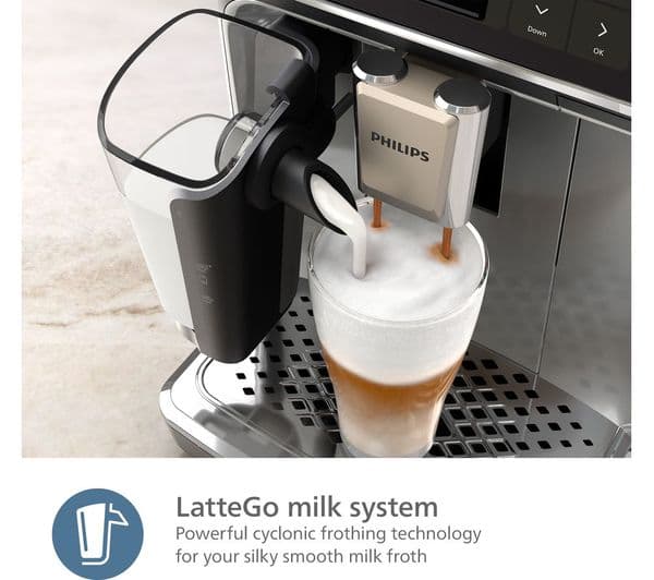 Philips Series 3300 LatteGo EP3347/90 Bean to Cup Coffee Machine Chrome & Black - Image 5