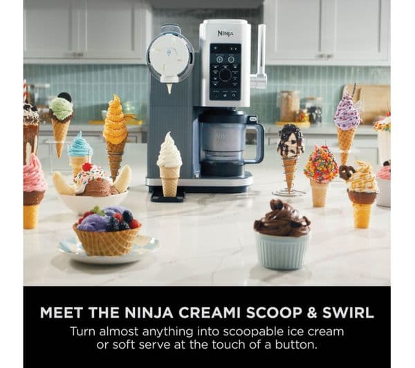 Ninja CREAMi Scoop & Swirl NC701UK 13-in-1 Ice Cream and Soft Serve Maker - Silver - Image 2