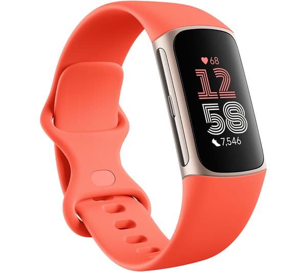 Fitbit Charge 6 AMOLED Activity Tracker Wristband – Coral & Gold