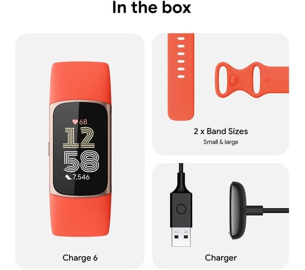 Fitbit Charge 6 AMOLED Activity Tracker Wristband – Coral & Gold - Image 7