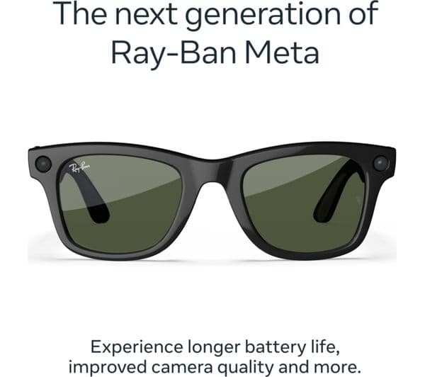 RAY-BAN Meta Wayfarer (Gen 2) Glasses - Shiny Black with Green Lenses - Image 7
