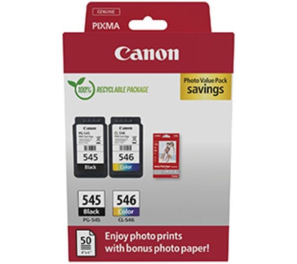 CANON PG-545XL/CL-546 Tri-colour & Black Ink Cartridges - Multipack - Image 1