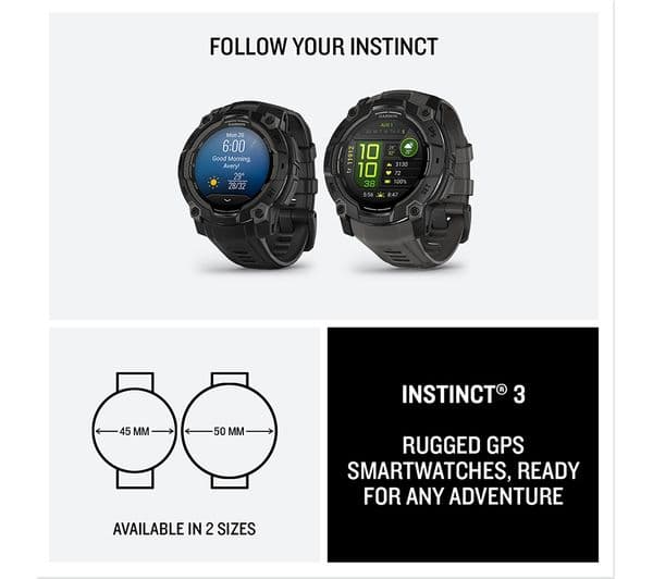Garmin Instinct 3 AMOLED Smartwatch 45mm Black - Image 7
