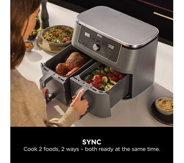 Ninja MAX 6-in-1 Dual Zone DZ400UK Air Fryer Gun Metal Grey - Image 3