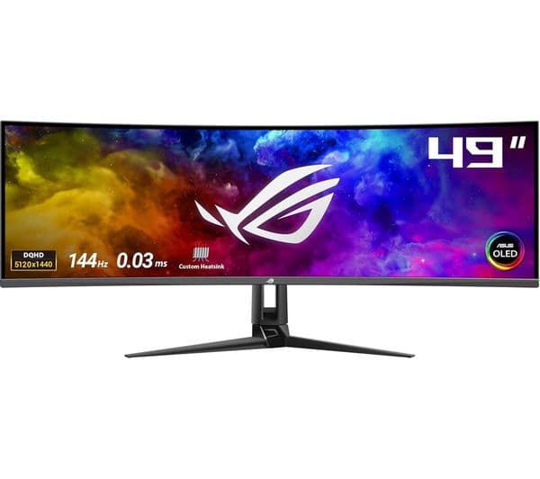 ASUS PG49WCD Wide Quad HD 49" Curved QD-OLED Gaming Monitor - Black