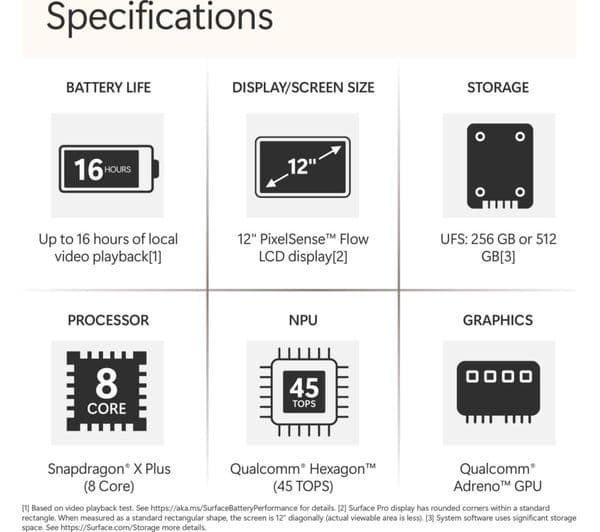 Microsoft Surface Pro 13" Snapdragon X Plus 16GB 256GB Platinum - Image 7