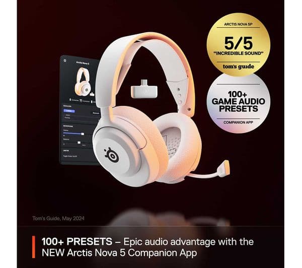 STEELSERIES Arctis Nova 5 Wireless PC Gaming Headset - White - Image 2