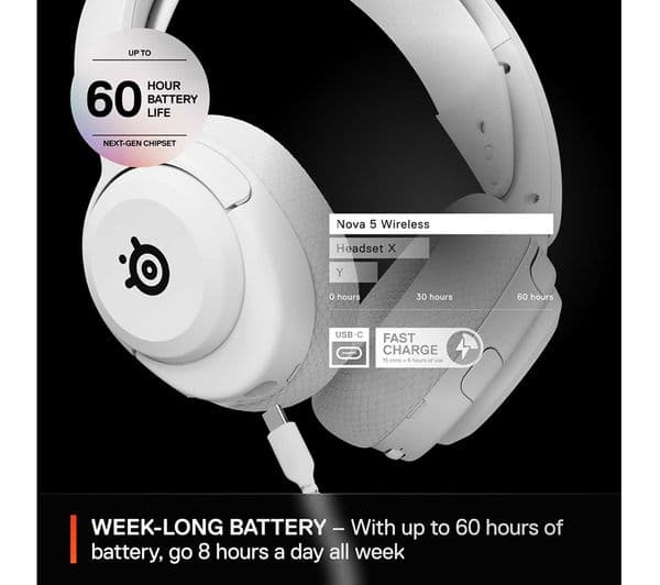 STEELSERIES Arctis Nova 5 Wireless PC Gaming Headset - White - Image 5
