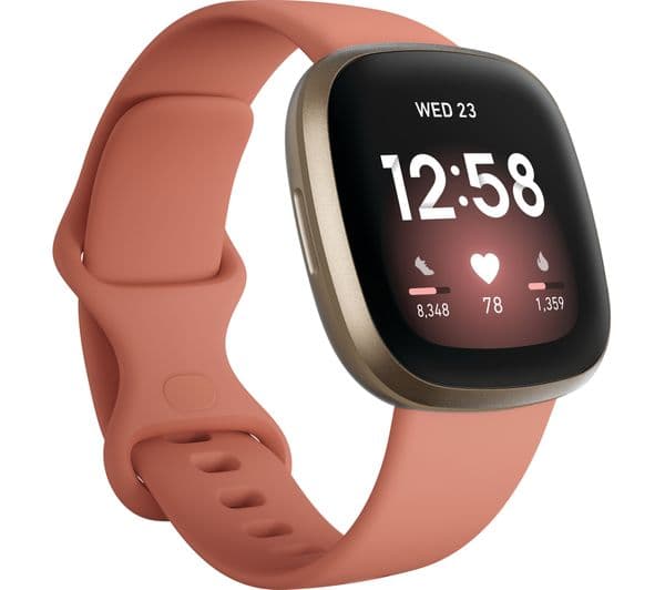 FITBIT Versa 3 Smart Watch with Alexa & Google Assistant - Pink Clay & Soft Gold - Image 1