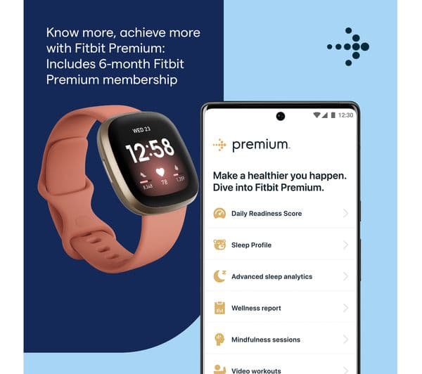 FITBIT Versa 3 Smart Watch with Alexa & Google Assistant - Pink Clay & Soft Gold - Image 6