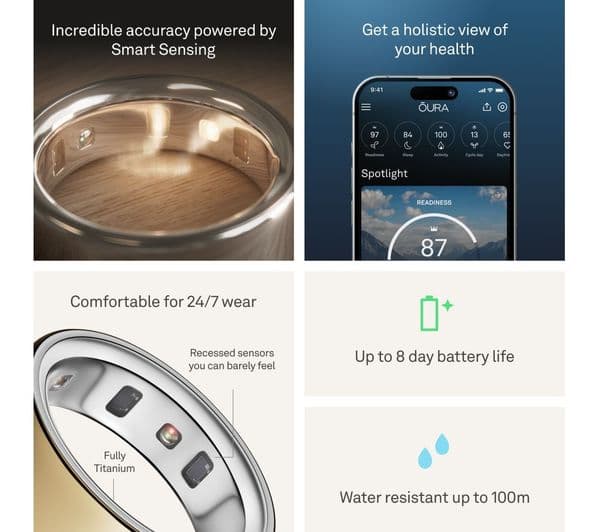 Oura Ring 4 Smart Ring Size 8 Gold - Image 2