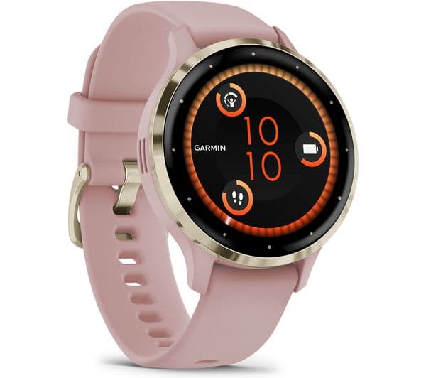 Garmin Venu 3S GPS Smartwatch 41mm, Soft Gold Bezel with Dust Rose Silicone Band