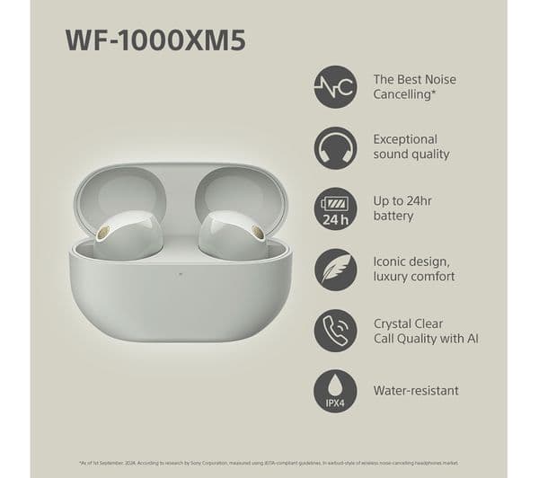 Sony WF-1000XM5 Wireless Earbuds Silver - Image 4