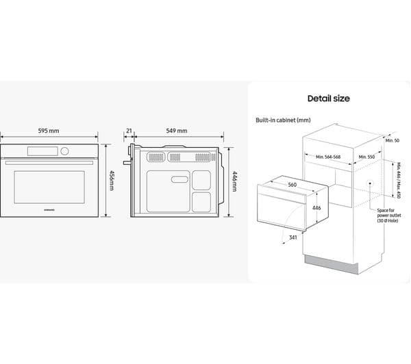SAMSUNG Bespoke Series 4 NQ5B4553FBK/U4 Built-in Compact Combination Microwave - Black Glass - Image 10