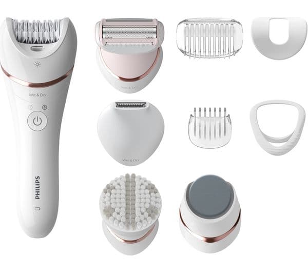Philips Satinelle Advanced Series 8000 BRE740/11 Wet & Dry Epilator – White & Pink - Image 1