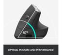 Logitech MX Vertical Ergonomic Wireless Mouse Bluetooth USB Receiver - Grey  thumbnail 3