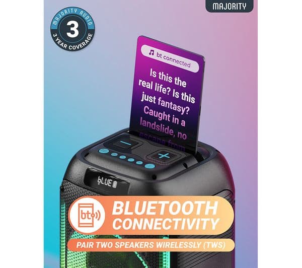 MAJORITY Pulse 2 Portable Bluetooth Megasound Party Speaker - Black - Image 3