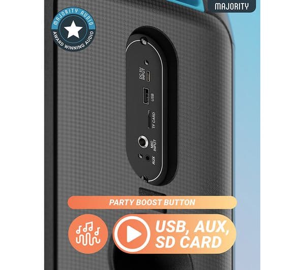 MAJORITY Pulse 2 Portable Bluetooth Megasound Party Speaker - Black - Image 6