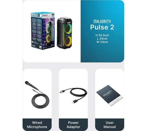 MAJORITY Pulse 2 Portable Bluetooth Megasound Party Speaker - Black - Image 7