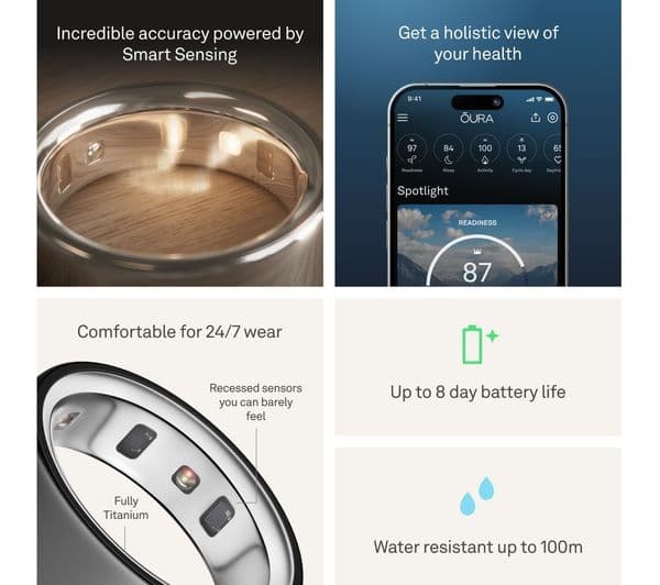 Oura Ring 4 Stealth Smart Ring Size 8 Sleep Heart Rate and Fitness Tracker - Image 5