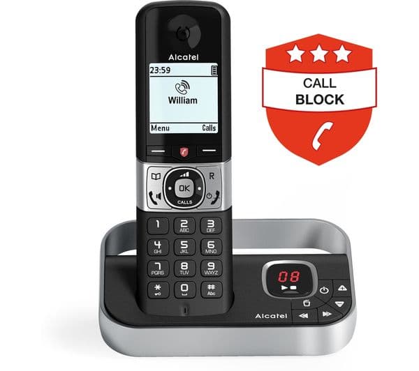 ALCATEL F890 Cordless Phone - Quad Handsets, Black & Silver - Image 3