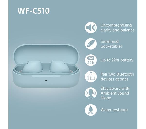 Sony WF-C510 True Wireless Earbuds – Bluetooth In-Ear Headphones with Long Battery Life - Blue - Image 4