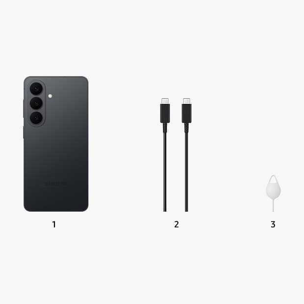 What's in the box: Galaxy S26, USB-C cable and ejection pin