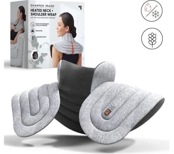 SHARPER IMAGE Neck & Shoulder Heated Wrap - Grey - Image 5