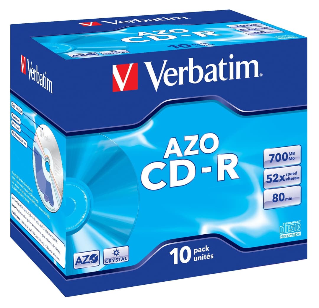 Verbatim 43327 CD-R AZO Crystal 700 MB 52x 10 pc(s) Jewel Case - Image 1