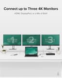 Plugable Technologies 12-in-1 USB C Triple Monitor Docking Station, Triple 4K Displays with 3x HDMI or 3x DisplayPort, Compatible with Mac, Windows, Thunderbolt, USB4, USB-C (60W PD, 6x USB Ports, Ethernet) thumbnail 3