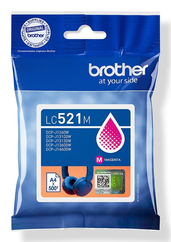Brother LC521 Genuine Ink Cartridge 500 Pages - Magenta