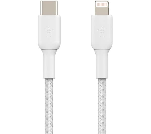 Belkin Braided USB-C to Lightning Cable 1m White (CAA004BT1MWH) - Image 1