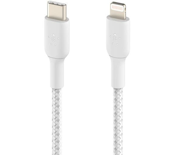 Belkin Braided USB-C to Lightning Cable 1m White (CAA004BT1MWH) - Image 2