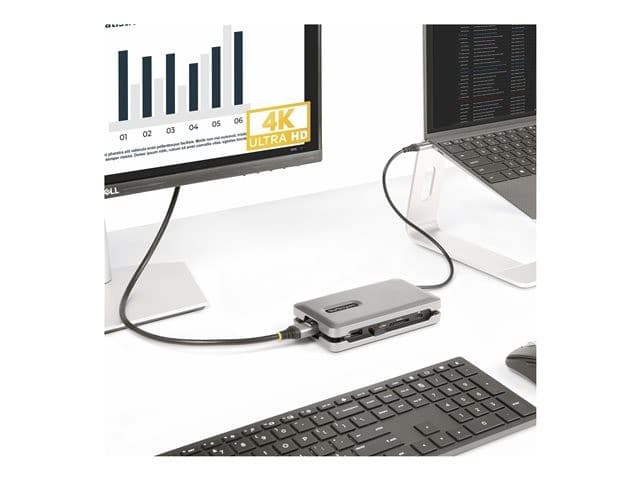 StarTech.com DKT31CSDHPD3 USB-C Docking Station 4K 60Hz HDMI, 100W Power Delivery Pass-Through, 2-Port 10Gbps USB Hub, Gigabit Ethernet, SD/MicroSD, 25cm Attached Cable - Space Grey - Image 6
