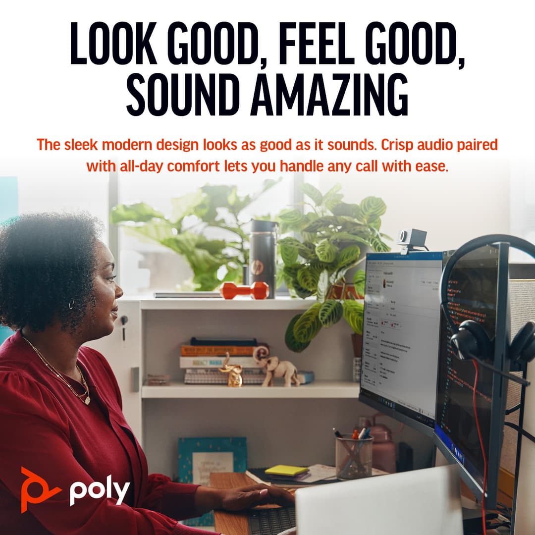 Poly Blackwire 3320 Stereo Microsoft Teams Certified USB-C Headset + USB-C/A Adapter - Image 2