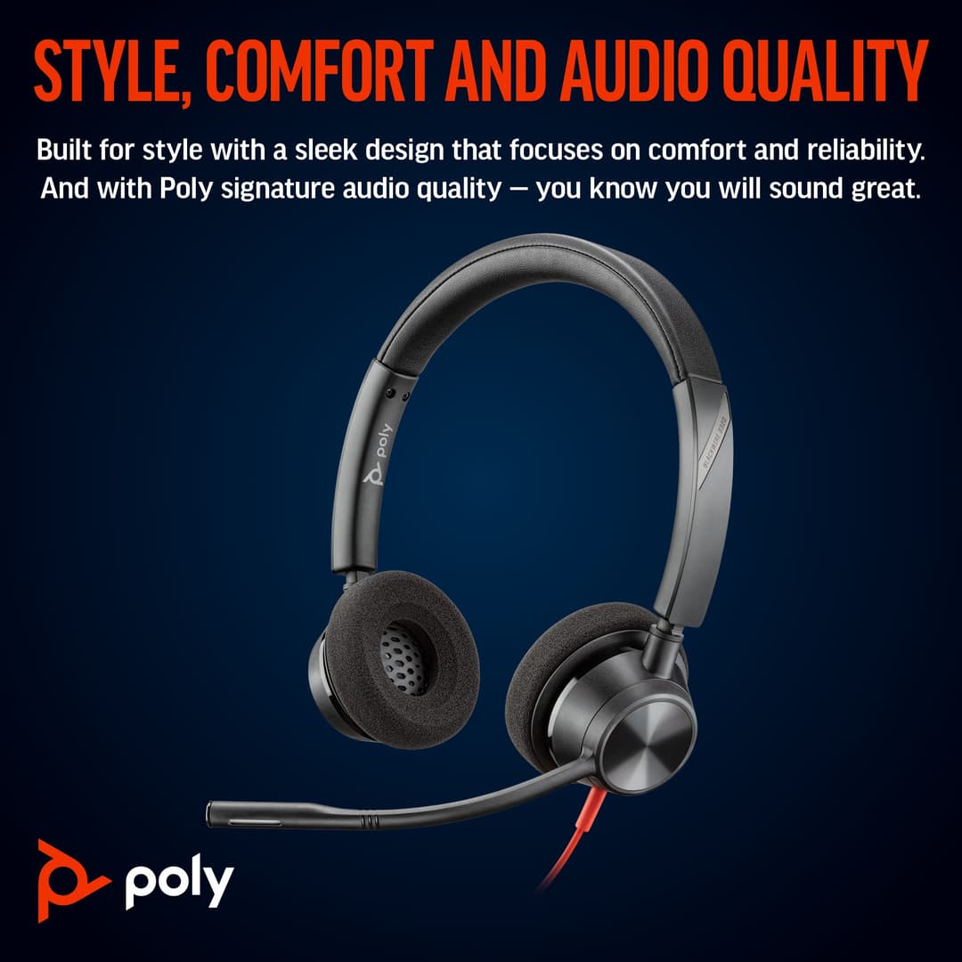 Poly Blackwire 3320 Stereo Microsoft Teams Certified USB-C Headset + USB-C/A Adapter - Image 7