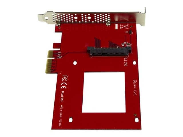 StarTech.com PEX4SFF8639 U.2 to PCIe Adapter - PCIe 3.0 x4 for 2.5" U.2 SFF-8639 NVMe SSD - Red - Image 2