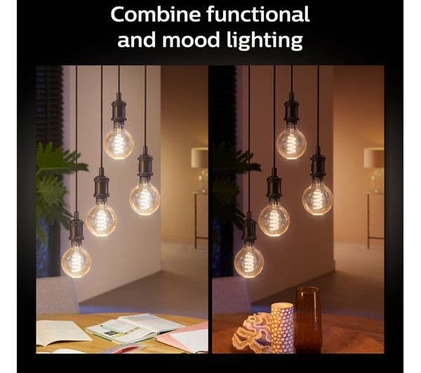 PHILIPS HUE White Ambiance Filament Smart LED Globe Bulb with Bluetooth - G93, E27, 550 Lumen, 2200-4500K - Image 3