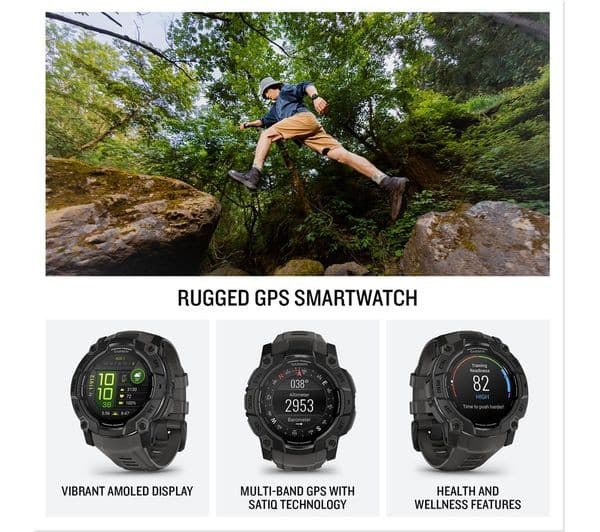 Garmin Instinct 3 AMOLED Smartwatch 50mm Black with Charcoal Band - Image 2