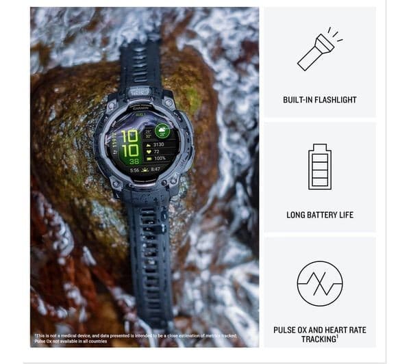 Garmin Instinct 3 AMOLED Smartwatch 50mm Black with Charcoal Band - Image 3