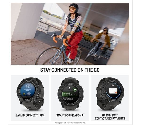 Garmin Instinct 3 AMOLED Smartwatch 50mm Black with Charcoal Band - Image 4