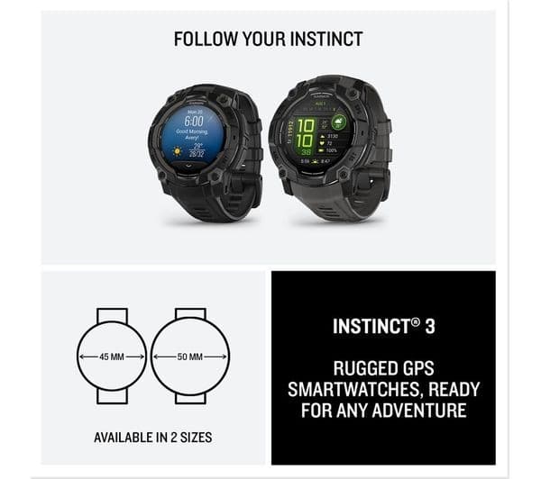 Garmin Instinct 3 AMOLED Smartwatch 50mm Black with Charcoal Band - Image 7